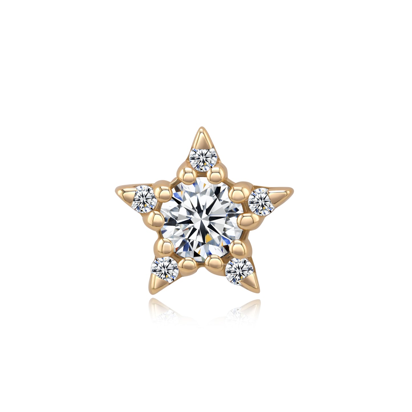 14k gold threadless end with celestial CZ and opal gemstones