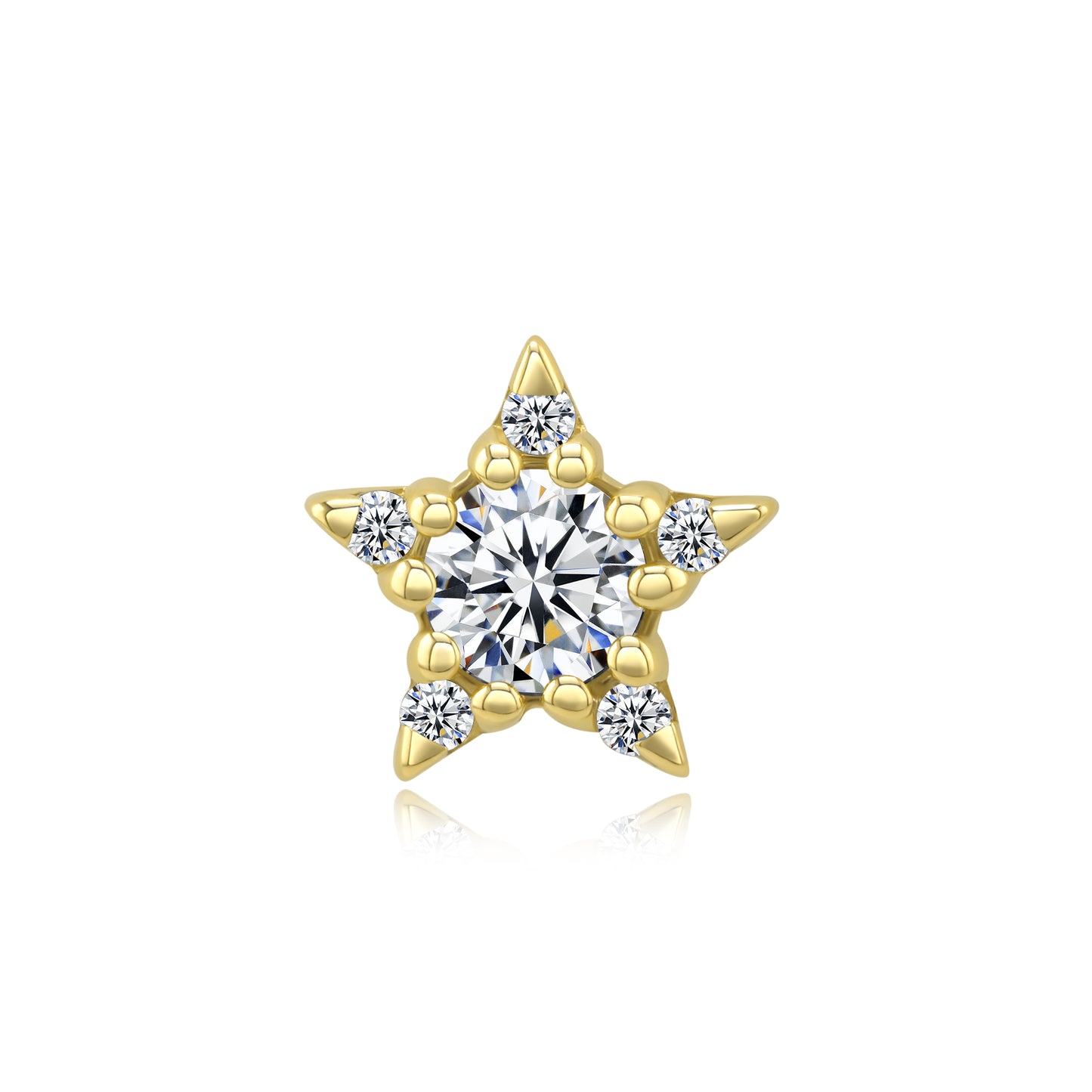 14k gold threadless end with celestial CZ and opal gemstones