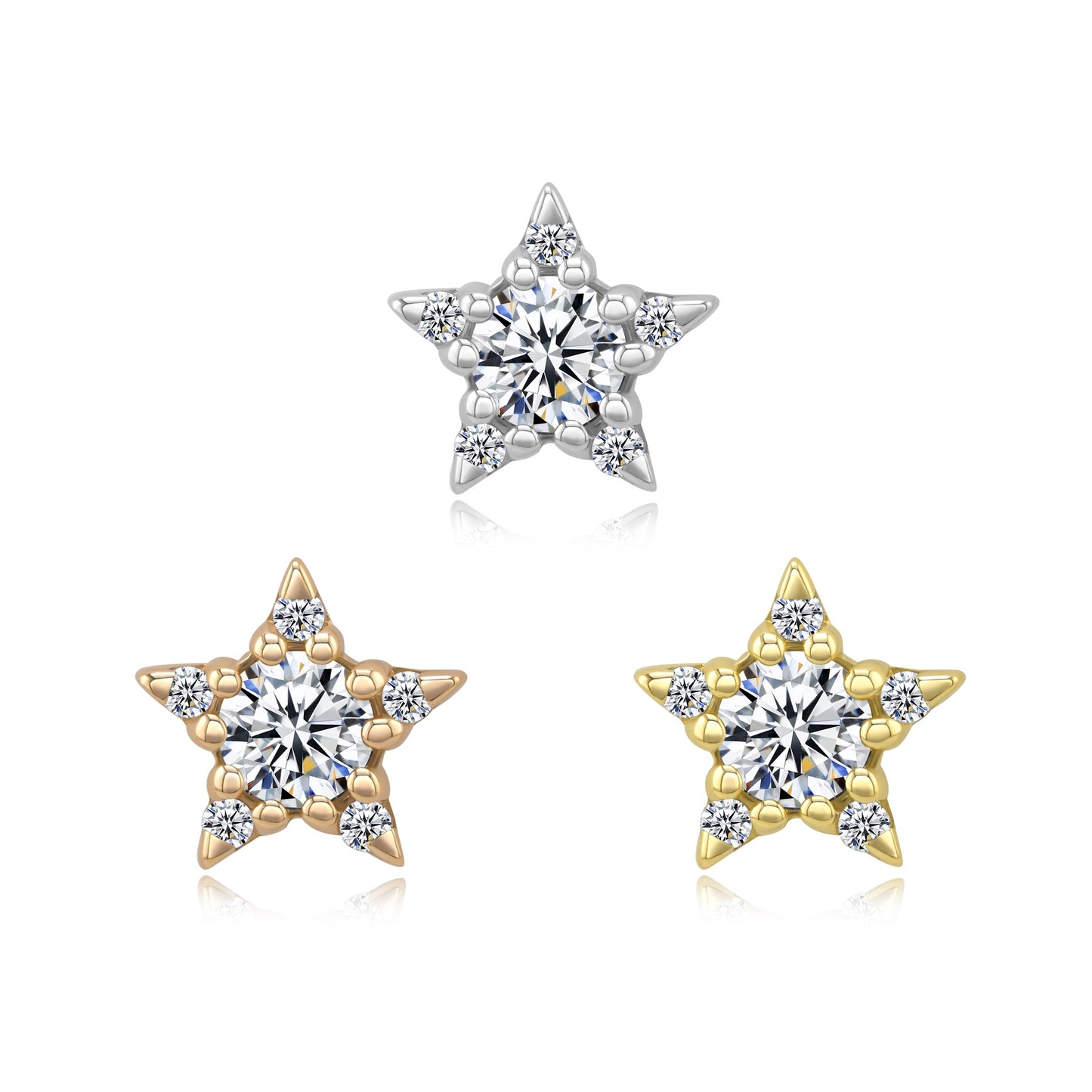 14k gold threadless end with celestial CZ and opal gemstones