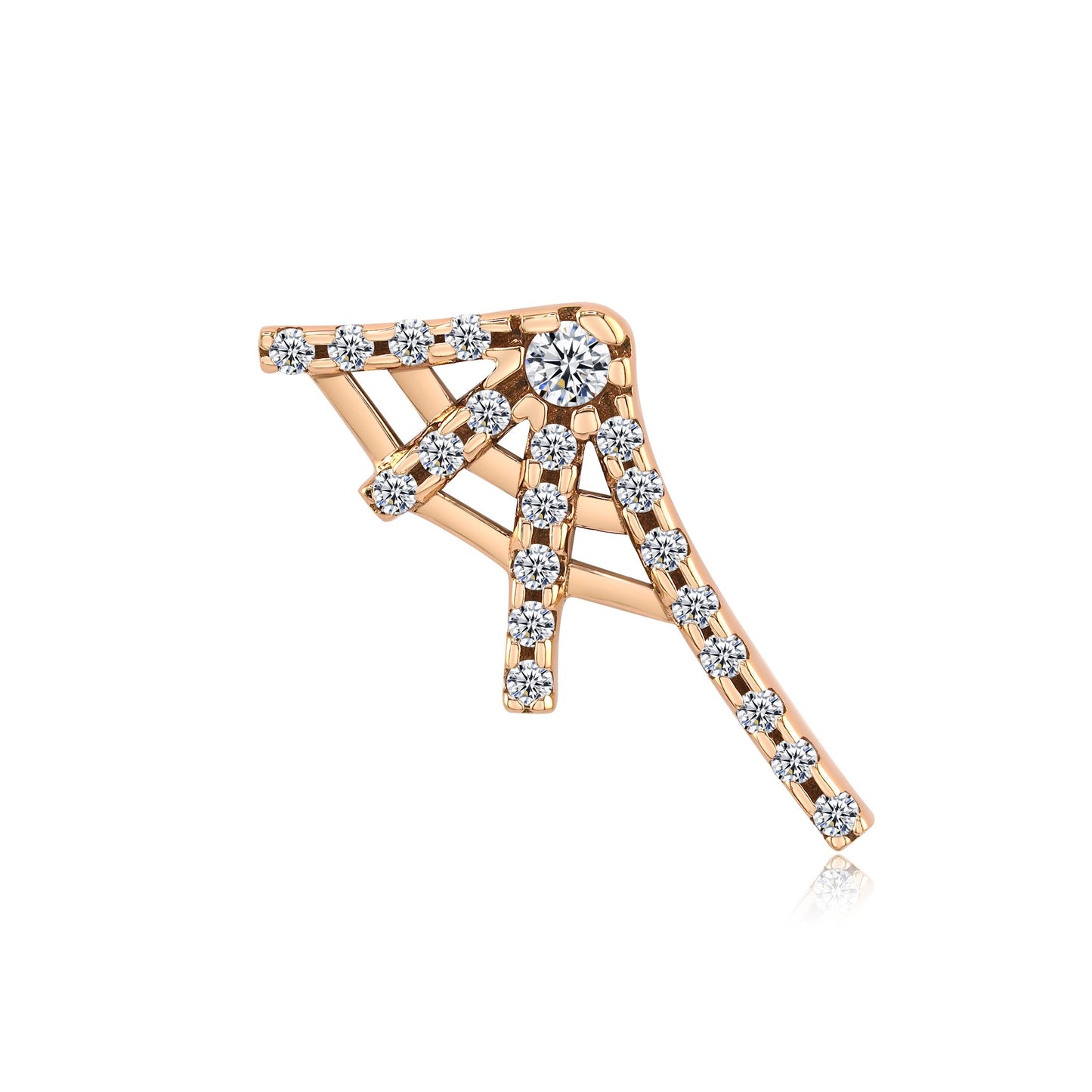 14k gold spider web piercing jewelry with black CZ gemstones