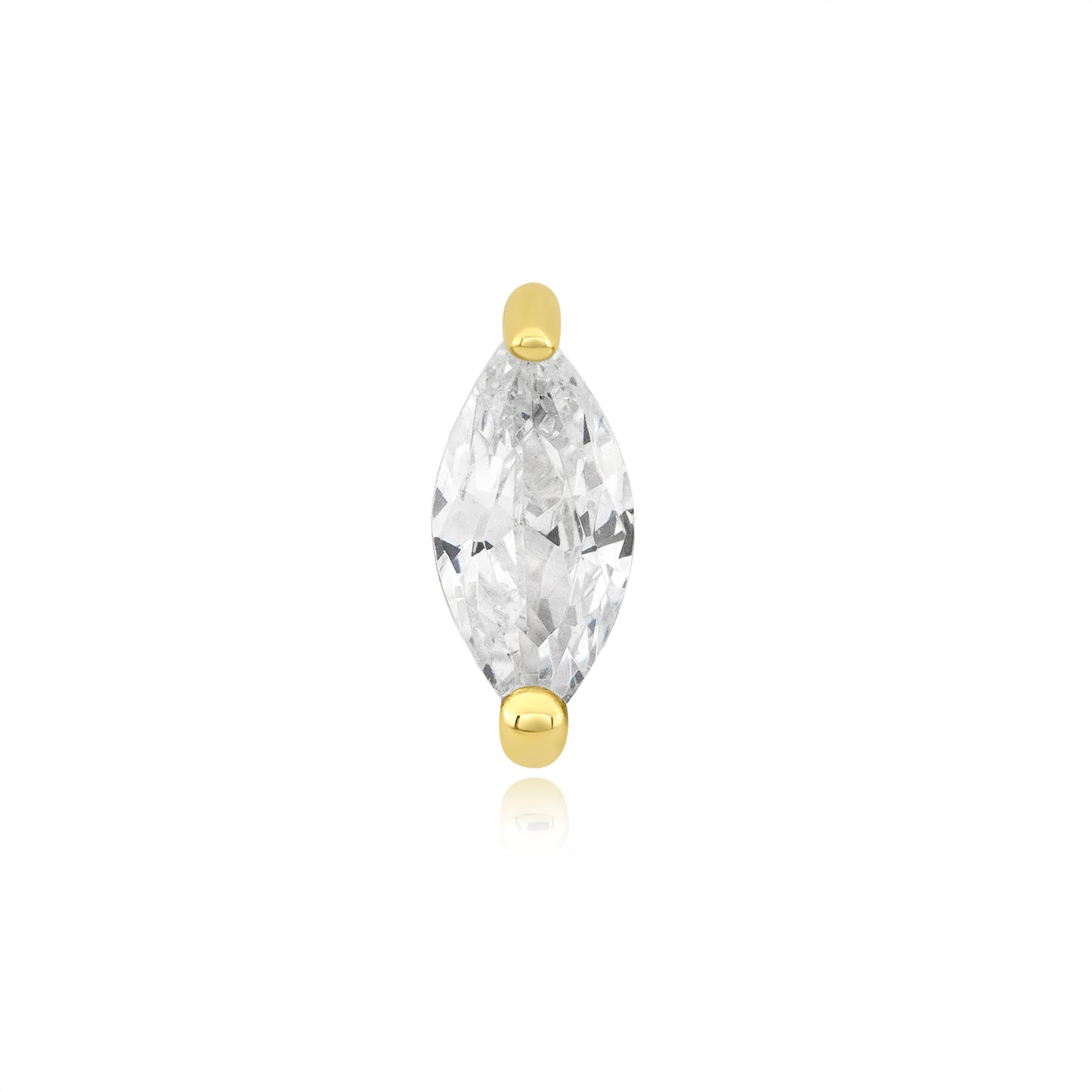 14k gold marquise threadless end with cubic zirconia