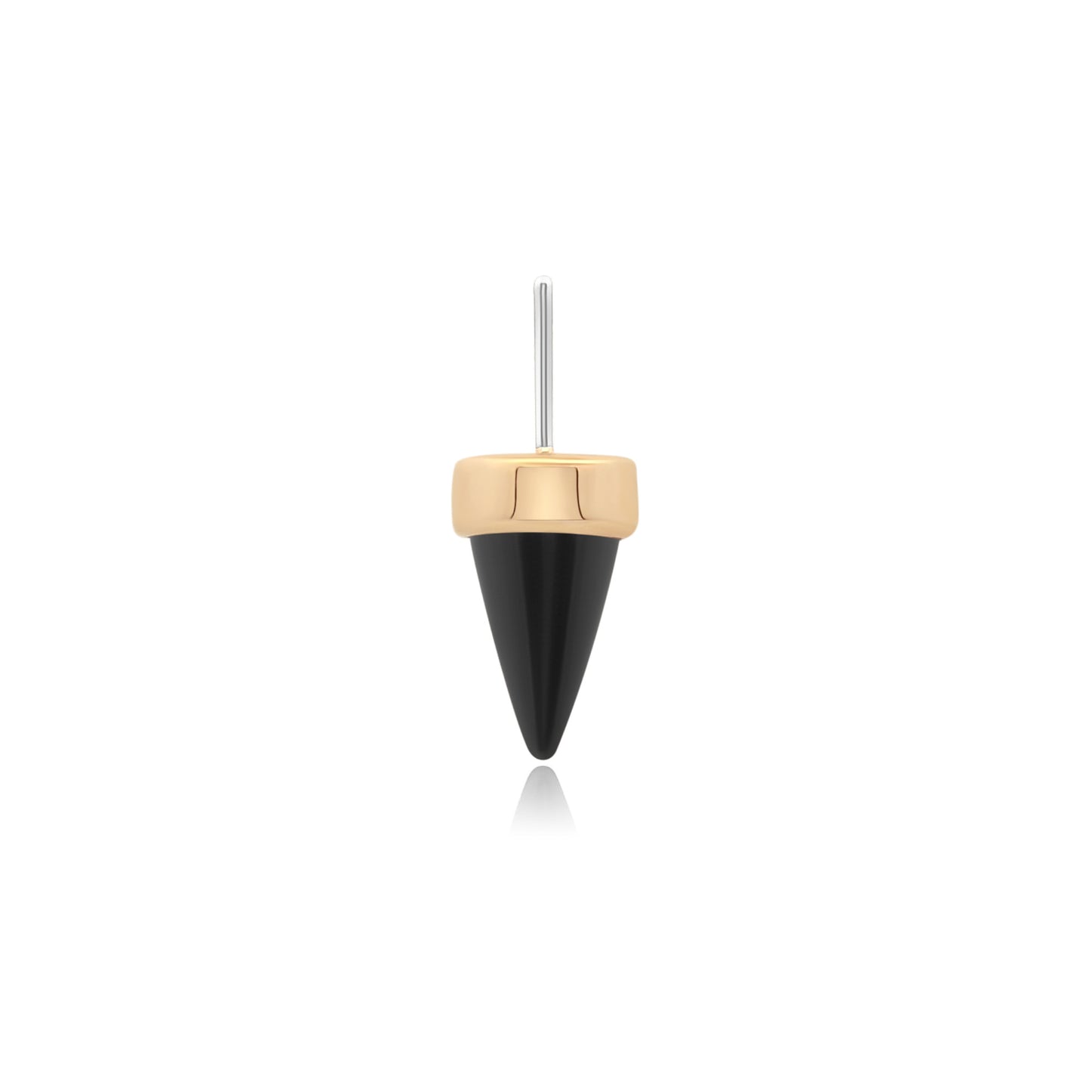 14k gold spear-shaped black onyx threadless piercing jewelry