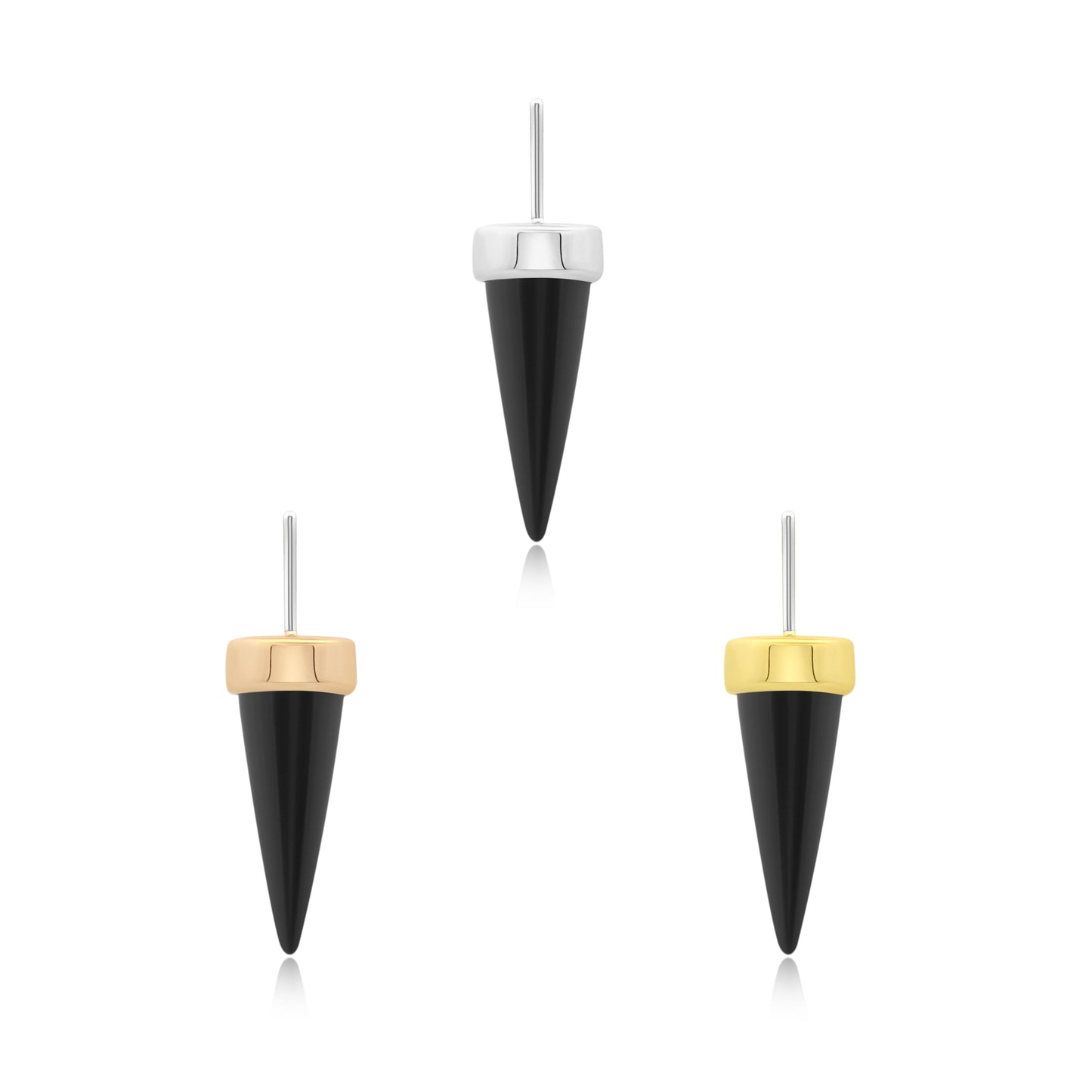 14k gold spear-shaped black onyx threadless piercing jewelry