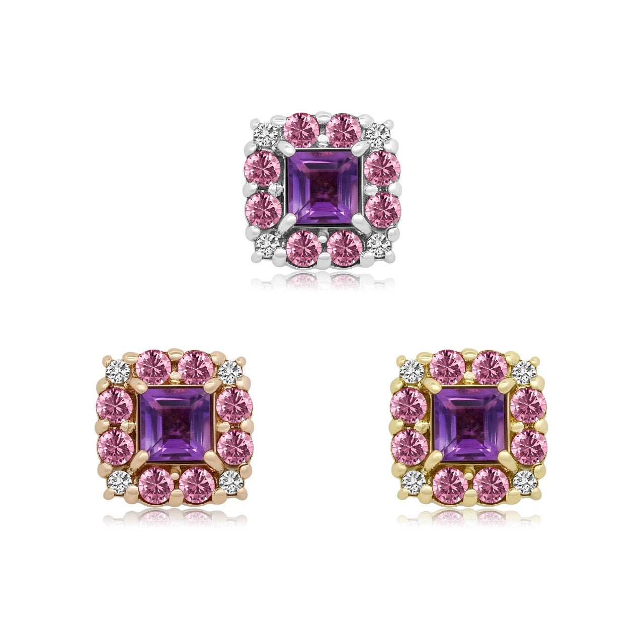 Seraphine 14k gold threadless end with amethyst and CZ layout