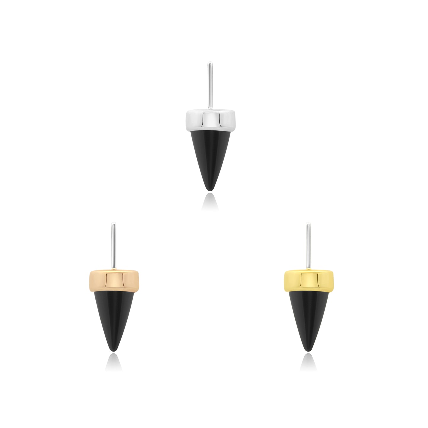 14k gold spear-shaped black onyx threadless piercing jewelry