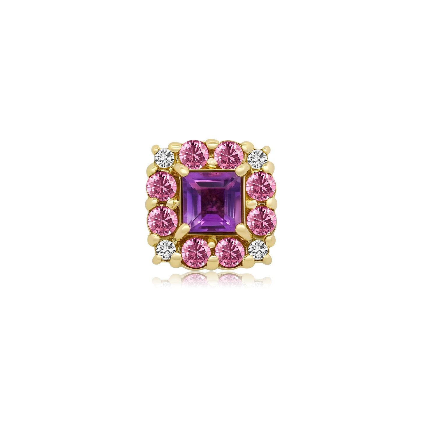 Seraphine 14k gold threadless end with amethyst and CZ layout
