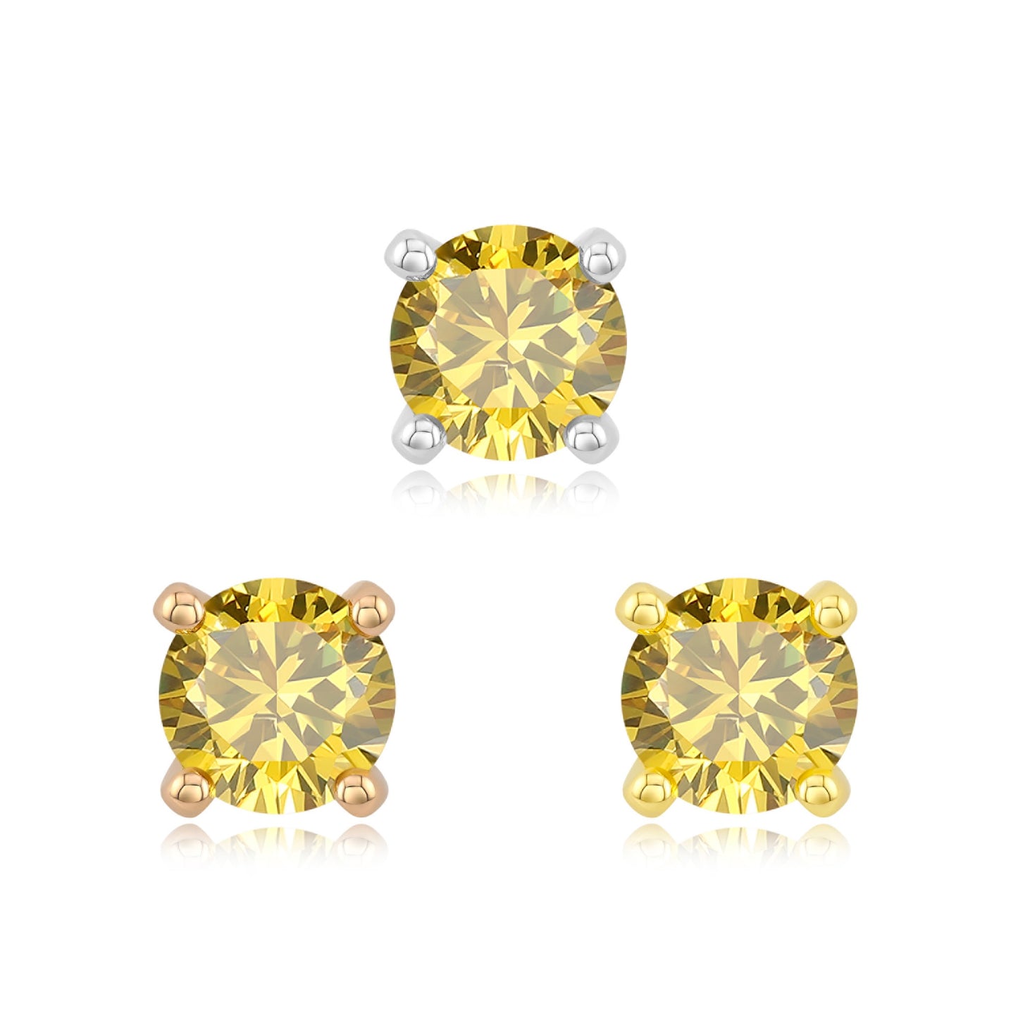 4 Prong Cubic Zirconia - Yellow