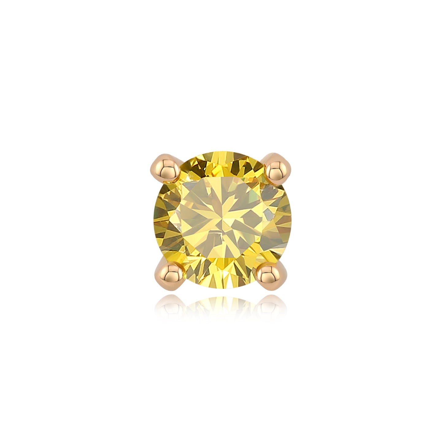 4 Prong Cubic Zirconia - Yellow