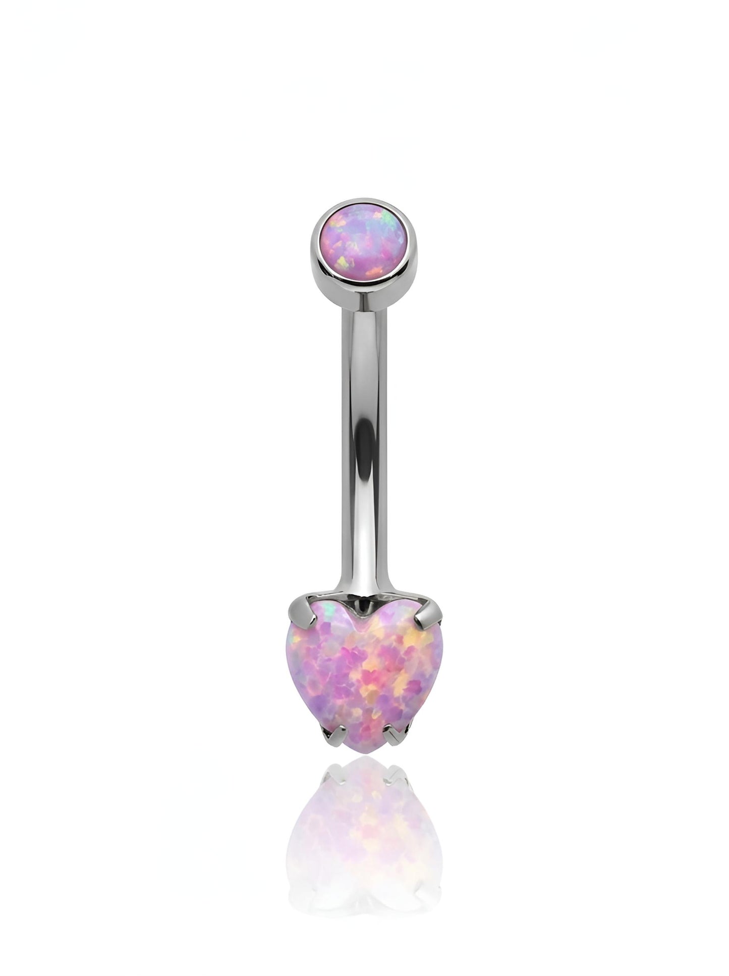 Titanium Opal Heart Navel Curve