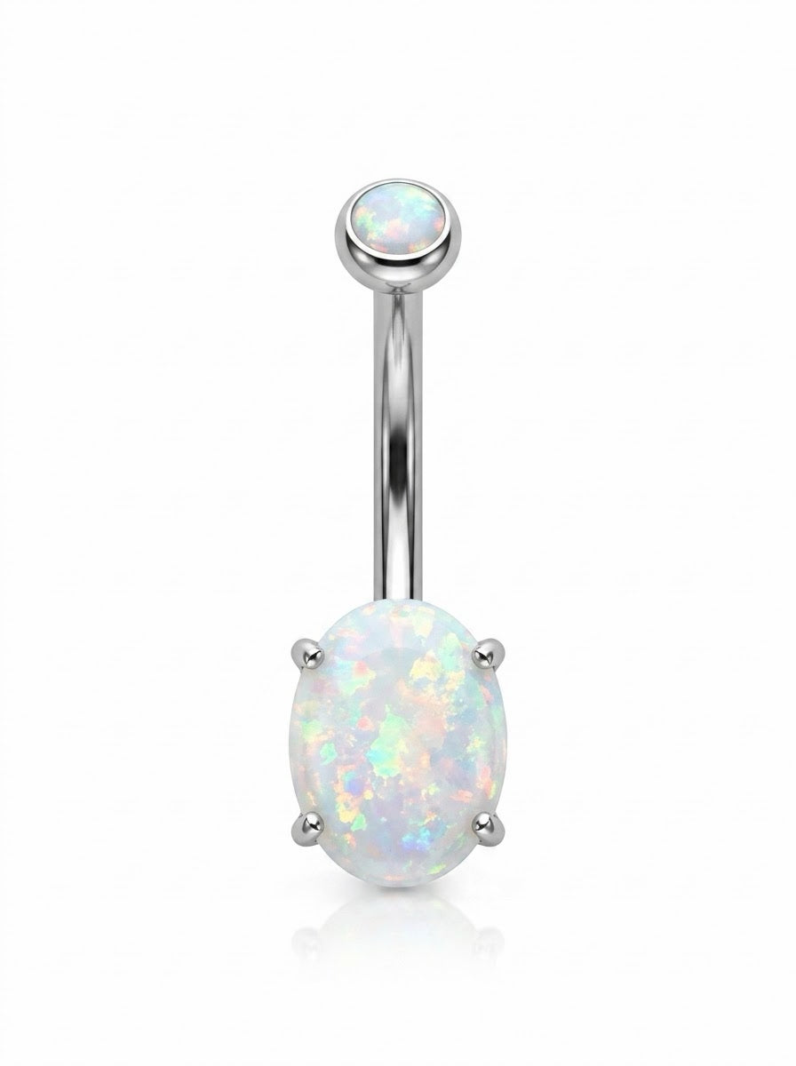 Titanium Opal Oval Navel Curve