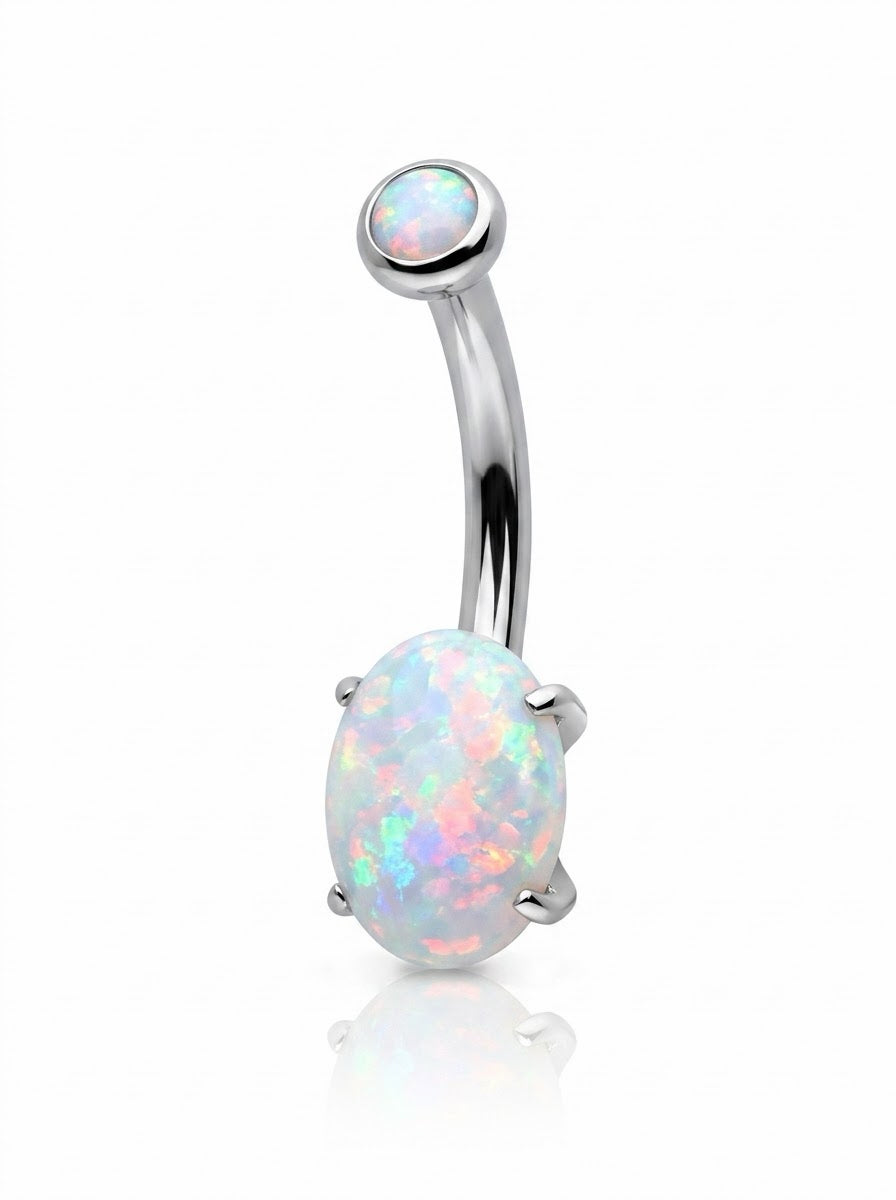 Titanium Opal Oval Navel Curve