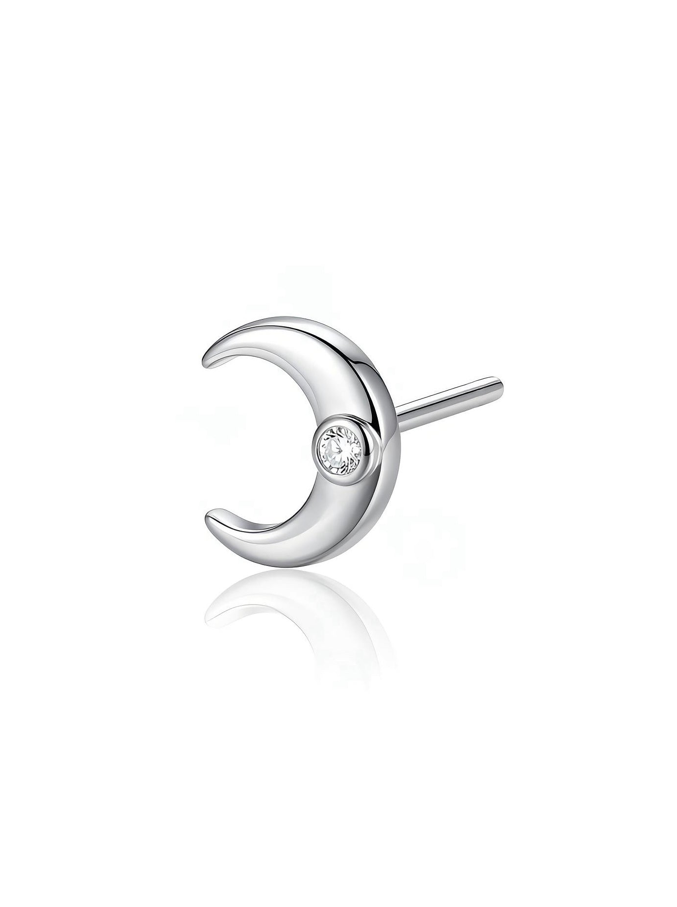 Titanium Gem Moon threadless end body jewelry - view 2