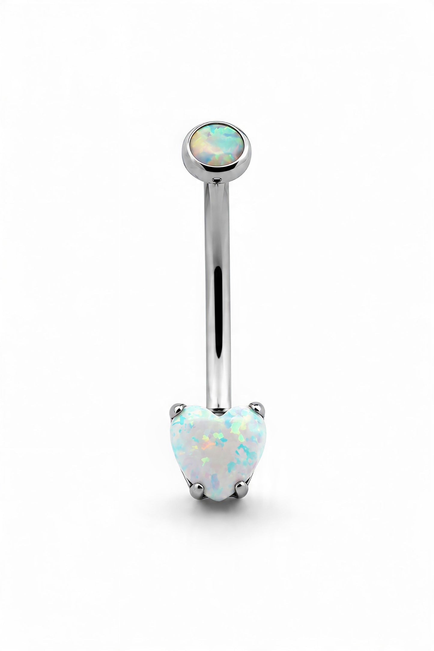 Titanium Opal Heart Navel Curve