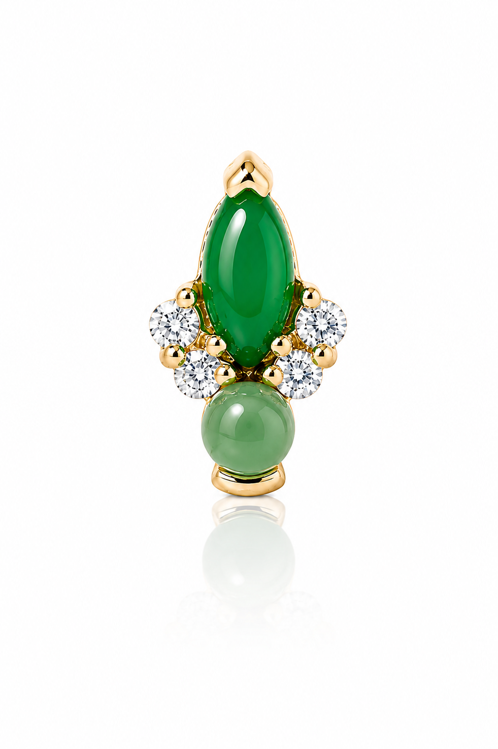 Laurel Threadless End – 14k Solid Gold